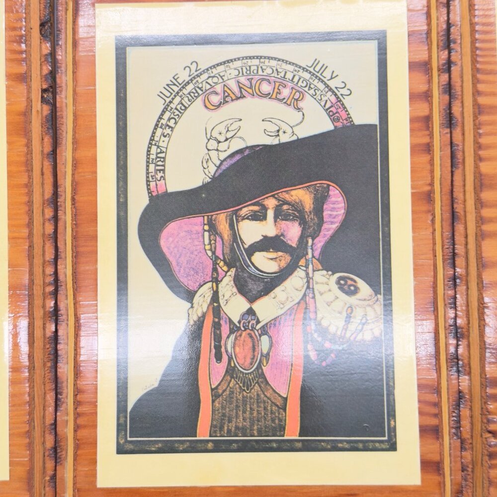 Lot of 6 Vintage Zodiac 1969 David Palladini Wooden Wall Art Print Hippie Rustic - Picture 6 of 16